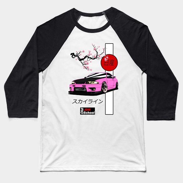 JDM R33 Pink Red Sun Edition Baseball T-Shirt by OSJ Store